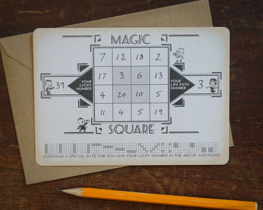 Personalised Date Magic Square Postcard Vintage